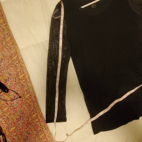 Black Simply Paka Bamboo and Lycra Top With Sheer Long Sleeves and Neck - Picture 8 of 9